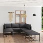 7-tlg. Garten-Lounge-Set mit Kissen Poly Rattan Grau 7-tlg. Garten-Lounge-Set mit Kissen Poly Rattan Grau