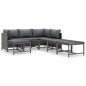 7-tlg. Garten-Lounge-Set mit Kissen Poly Rattan Grau 7-tlg. Garten-Lounge-Set mit Kissen Poly Rattan Grau