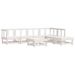 vidaXL 7-tlg. Garten-Lounge-Set Weiß Massivholz Kiefer
