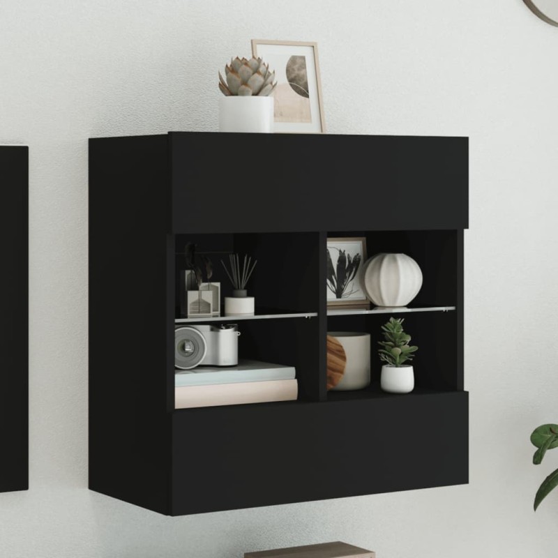 vidaXL TV-Wandschrank mit LED-Leuchten Schwarz 58,5x30x60,5 cm vidaXL TV-Wandschrank mit LED-Leuchten Schwarz 58,5x30x60,5 cm