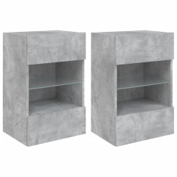 vidaXL TV-Wandschränke mit LED-Leuchten 2 Stk. Betongrau 40x30x60,5 cm