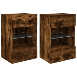 vidaXL TV-Wandschränke mit LED-Leuchten 2 Stk. Räuchereiche