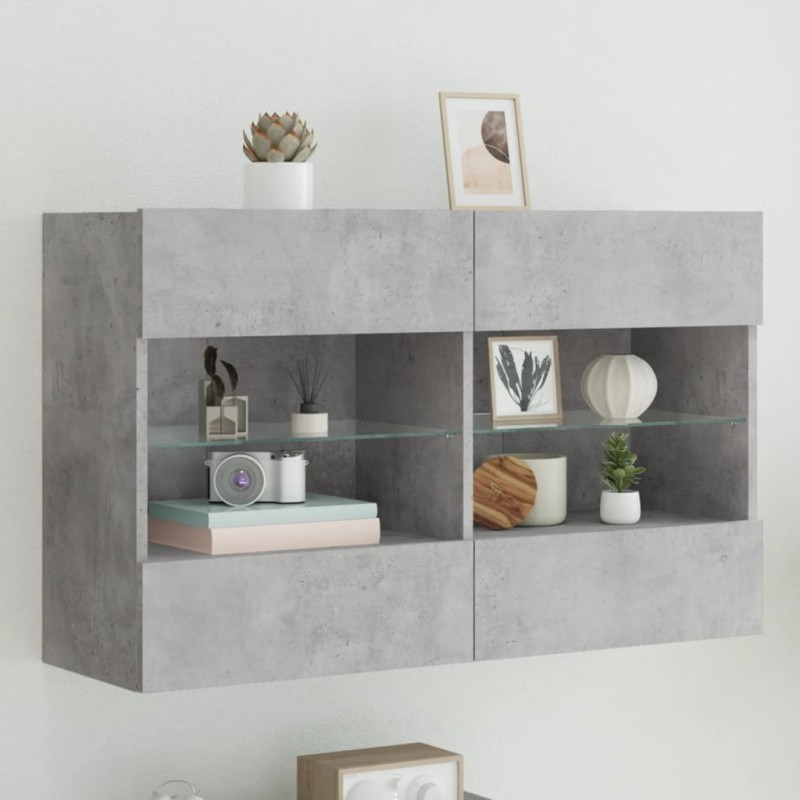 vidaXL TV-Wandschrank mit LED-Leuchten Betongrau 98,5x30x60,5 cm vidaXL TV-Wandschrank mit LED-Leuchten Betongrau 98,5x30x60,5 cm