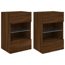 vidaXL TV-Wandschränke mit LED-Leuchten 2 Stk. Braun Eichen-Optik