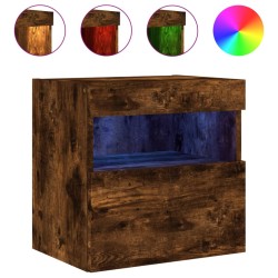 vidaXL TV-Wandschrank mit LED-Leuchten Räuchereiche 40x30x40 cm