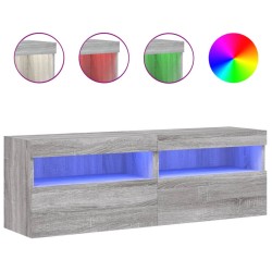 vidaXL TV-Wandschränke mit LED-Leuchten 2 Stk. Grau Sonoma 60x30x40 cm
