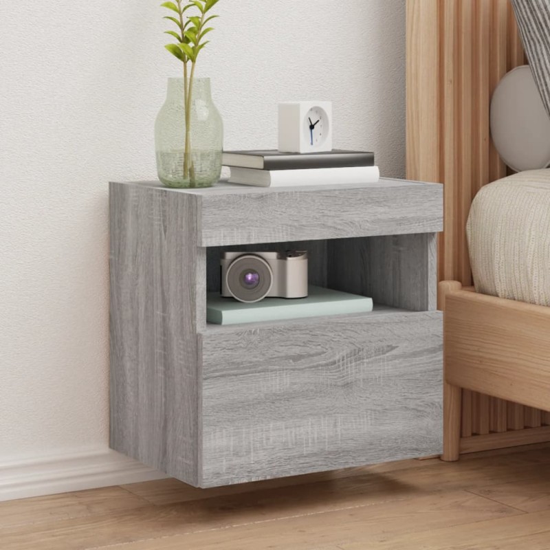 vidaXL TV-Wandschränke mit LED-Leuchten 2 Stk. Grau Sonoma 40x30x40 cm vidaXL TV-Wandschränke mit LED-Leuchten 2 Stk. Grau Sonoma 40x30x40 cm