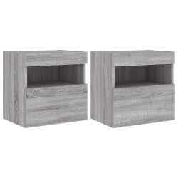 vidaXL TV-Wandschränke mit LED-Leuchten 2 Stk. Grau Sonoma 40x30x40 cm
