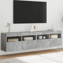 vidaXL TV-Wandschränke mit LED-Leuchten 2 Stk. Betongrau 80x30x40 cm