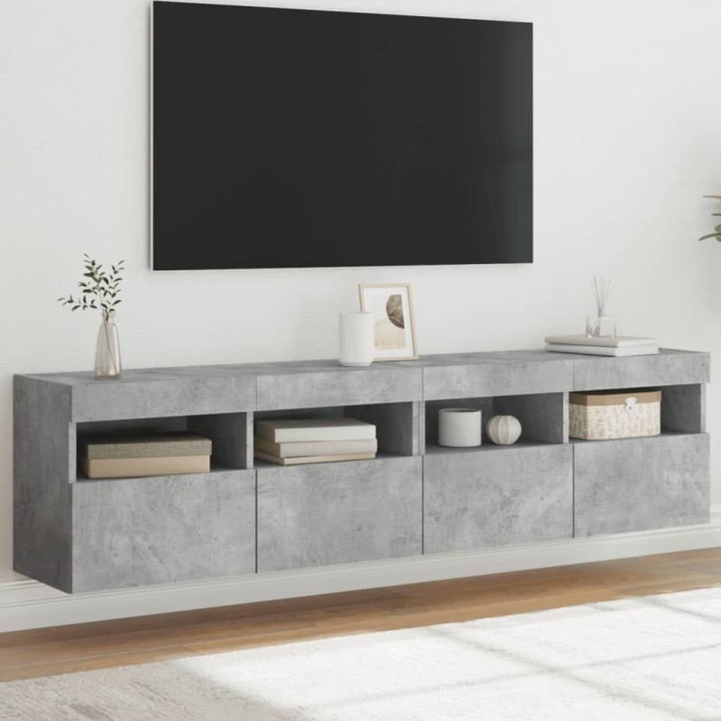 vidaXL TV-Wandschränke mit LED-Leuchten 2 Stk. Betongrau 80x30x40 cm vidaXL TV-Wandschränke mit LED-Leuchten 2 Stk. Betongrau 80x30x40 cm