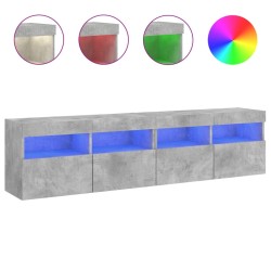 vidaXL TV-Wandschränke mit LED-Leuchten 2 Stk. Betongrau 80x30x40 cm