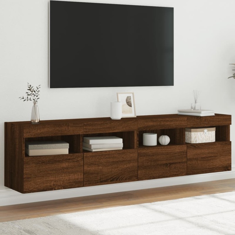 vidaXL TV-Wandschränke mit LED-Leuchten 2 Stk. Braun Eichen-Optik vidaXL TV-Wandschränke mit LED-Leuchten 2 Stk. Braun Eichen-Optik