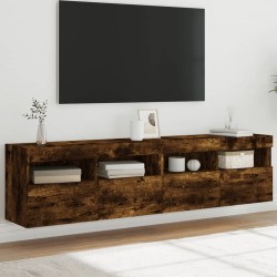 vidaXL TV-Wandschränke mit LED-Leuchten 2 Stk. Räuchereiche 80x30x40cm