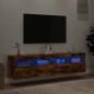 vidaXL TV-Wandschränke mit LED-Leuchten 2 Stk. Räuchereiche 80x30x40cm vidaXL TV-Wandschränke mit LED-Leuchten 2 Stk. Räuchereiche 80x30x40cm