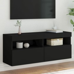 vidaXL TV-Wandschrank mit LED-Leuchten Schwarz 100x30x40 cm