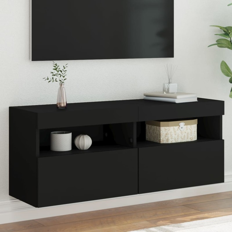 vidaXL TV-Wandschrank mit LED-Leuchten Schwarz 100x30x40 cm vidaXL TV-Wandschrank mit LED-Leuchten Schwarz 100x30x40 cm