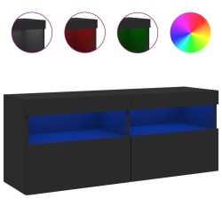 vidaXL TV-Wandschrank mit LED-Leuchten Schwarz 100x30x40 cm