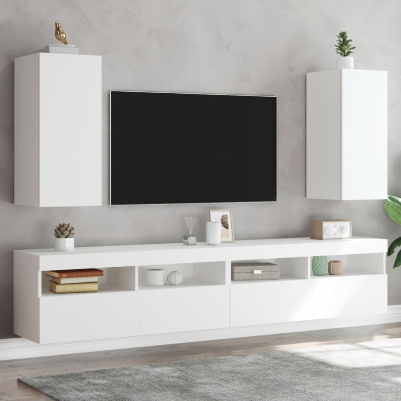 vidaXL TV-Wandschränke mit LED-Leuchten 2 Stk. Weiß 30,5x35x70 cm vidaXL TV-Wandschränke mit LED-Leuchten 2 Stk. Weiß 30,5x35x70 cm