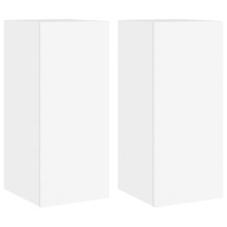 vidaXL TV-Wandschränke mit LED-Leuchten 2 Stk. Weiß 30,5x35x70 cm