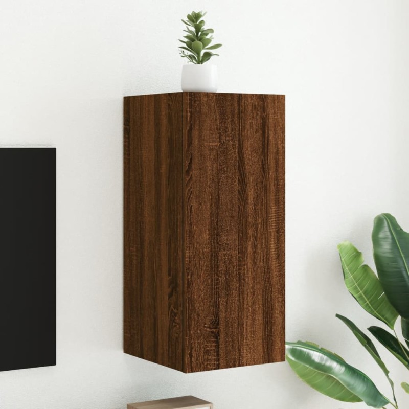 vidaXL TV-Wandschrank mit LED-Leuchten Braun Eichen-Optik 30,5x35x70cm vidaXL TV-Wandschrank mit LED-Leuchten Braun Eichen-Optik 30,5x35x70cm