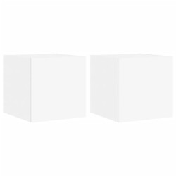 vidaXL TV-Wandschränke mit LED-Leuchten 2 Stk. Weiß 30,5x35x30 cm