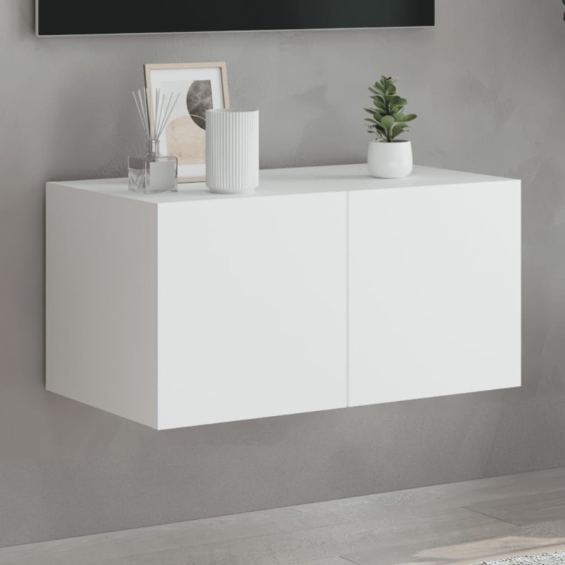 vidaXL TV-Wandschrank mit LED-Leuchten Weiß 60x35x31 cm vidaXL TV-Wandschrank mit LED-Leuchten Weiß 60x35x31 cm
