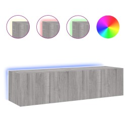 vidaXL TV-Wandschränke mit LED-Leuchten 2 Stk. Grau Sonoma 60x35x31 cm