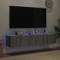 vidaXL TV-Wandschränke mit LED-Leuchten 2 Stk. Grau Sonoma 80x35x31 cm vidaXL TV-Wandschränke mit LED-Leuchten 2 Stk. Grau Sonoma 80x35x31 cm