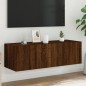 vidaXL TV-Wandschrank mit LED-Leuchten Braun Eichen-Optik 100x35x31 cm vidaXL TV-Wandschrank mit LED-Leuchten Braun Eichen-Optik 100x35x31 cm