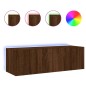 vidaXL TV-Wandschrank mit LED-Leuchten Braun Eichen-Optik 100x35x31 cm vidaXL TV-Wandschrank mit LED-Leuchten Braun Eichen-Optik 100x35x31 cm