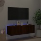 vidaXL TV-Wandschrank mit LED-Leuchten Braun Eichen-Optik 100x35x31 cm vidaXL TV-Wandschrank mit LED-Leuchten Braun Eichen-Optik 100x35x31 cm