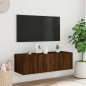 vidaXL TV-Wandschrank mit LED-Leuchten Braun Eichen-Optik 100x35x31 cm vidaXL TV-Wandschrank mit LED-Leuchten Braun Eichen-Optik 100x35x31 cm