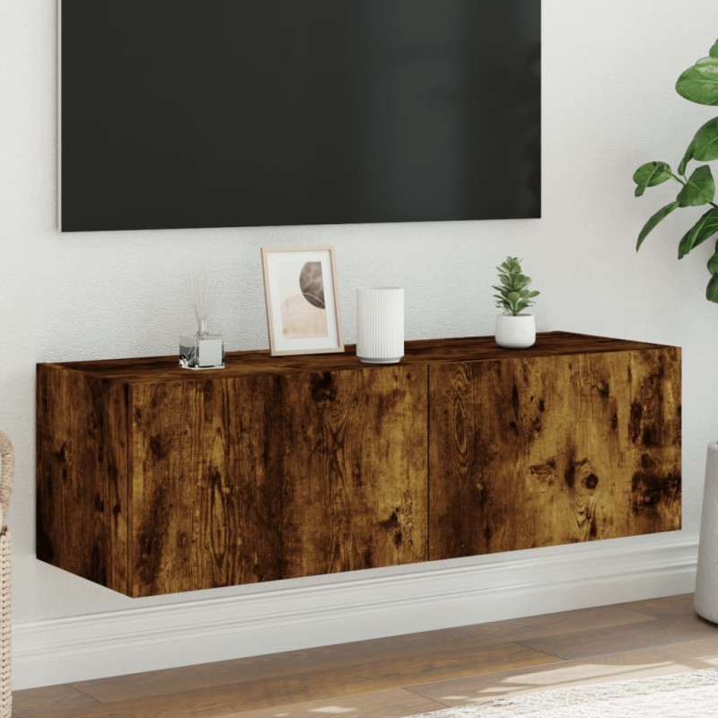vidaXL TV-Wandschrank mit LED-Leuchten Räuchereiche 100x35x31 cm vidaXL TV-Wandschrank mit LED-Leuchten Räuchereiche 100x35x31 cm