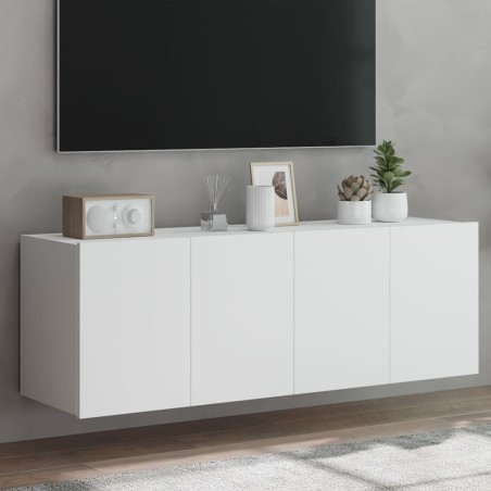 vidaXL TV-Wandschränke mit LED-Leuchten 2 Stk. Weiß 60x35x41 cm