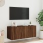 vidaXL TV-Wandschrank mit LED-Leuchten Braun Eichen-Optik 100x35x41 cm vidaXL TV-Wandschrank mit LED-Leuchten Braun Eichen-Optik 100x35x41 cm