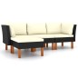 4-tlg. Garten-Lounge-Set mit Kissen Poly Rattan Schwarz 4-tlg. Garten-Lounge-Set mit Kissen Poly Rattan Schwarz