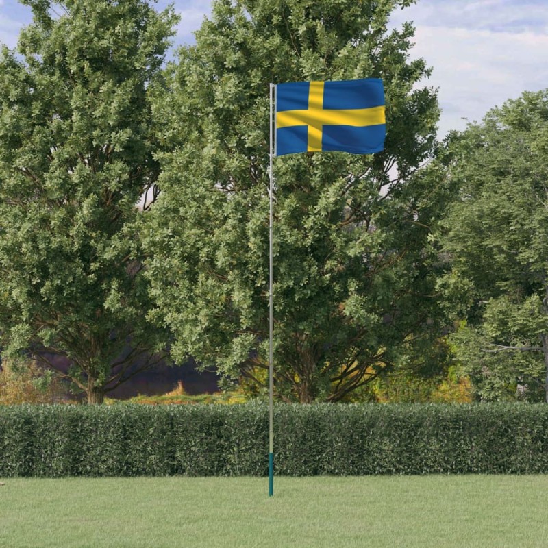 vidaXL Flagge Schwedens mit Mast 5,55 m Aluminium vidaXL Flagge Schwedens mit Mast 5,55 m Aluminium