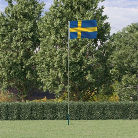 vidaXL Flagge Schwedens mit Mast 5,55 m Aluminium