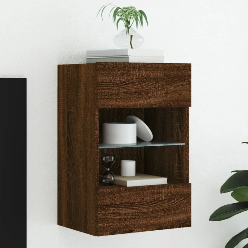 vidaXL TV-Wandschrank mit LED-Leuchten Braun Eichen-Optik 40x30x60,5cm vidaXL TV-Wandschrank mit LED-Leuchten Braun Eichen-Optik 40x30x60,5cm