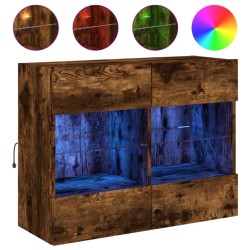 vidaXL TV-Wandschrank mit LED-Leuchten Räuchereiche 78,5x30x60,5 cm