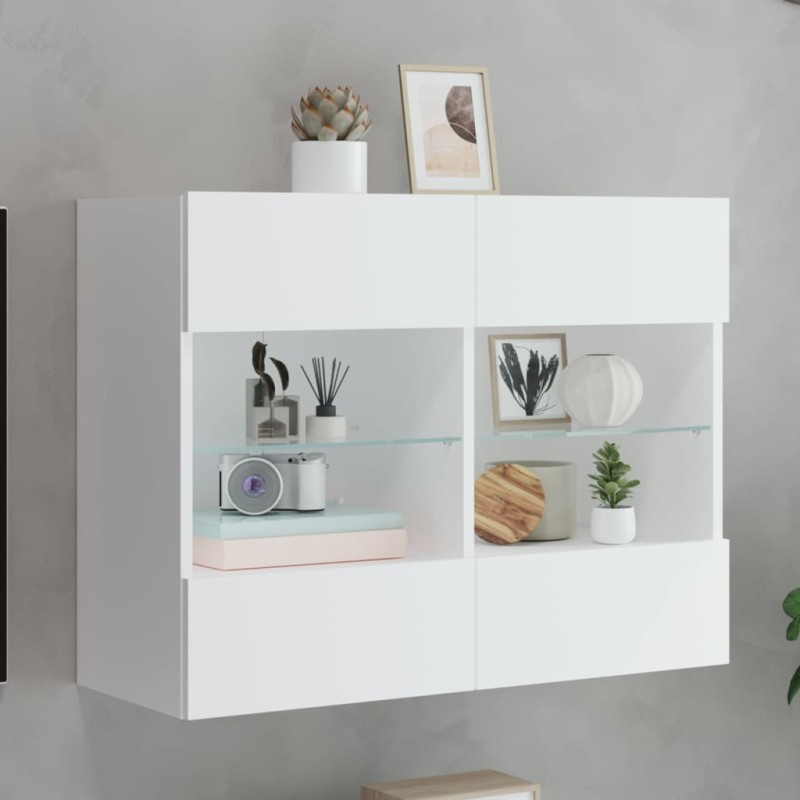 vidaXL TV-Wandschrank mit LED-Leuchten Weiß 78,5x30x60,5 cm vidaXL TV-Wandschrank mit LED-Leuchten Weiß 78,5x30x60,5 cm