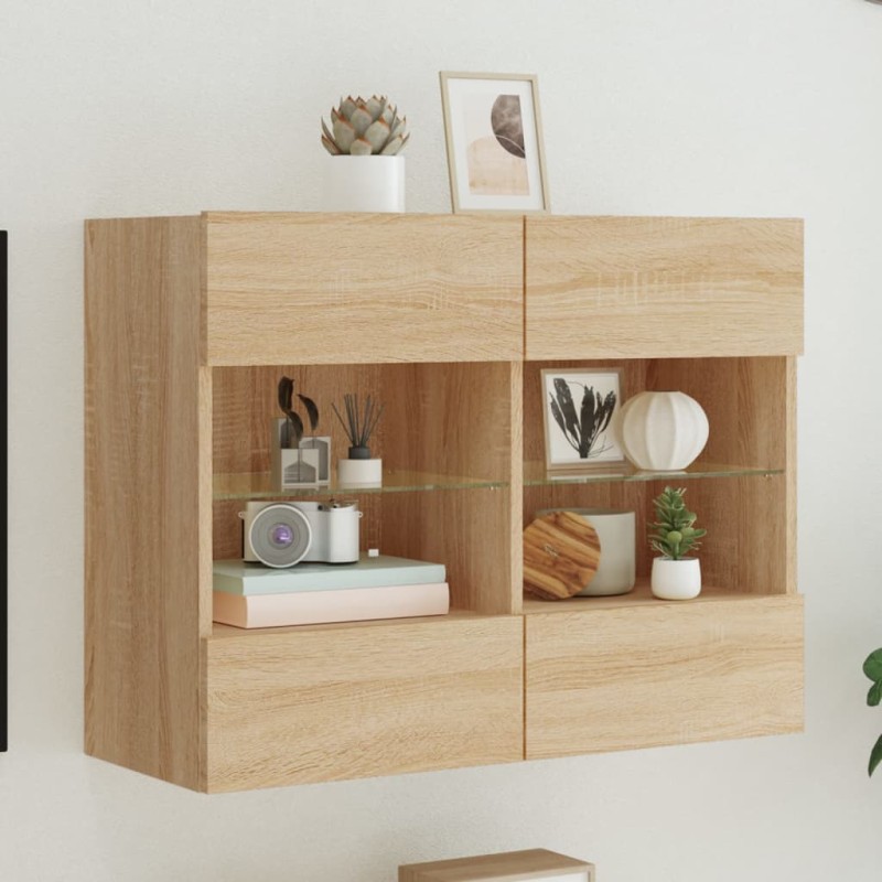 vidaXL TV-Wandschrank mit LED-Leuchten Sonoma-Eiche 78,5x30x60,5 cm vidaXL TV-Wandschrank mit LED-Leuchten Sonoma-Eiche 78,5x30x60,5 cm