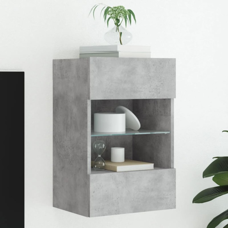 vidaXL TV-Wandschrank mit LED-Leuchten Betongrau 40x30x60,5 cm vidaXL TV-Wandschrank mit LED-Leuchten Betongrau 40x30x60,5 cm