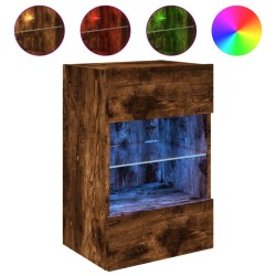 vidaXL TV-Wandschrank mit LED-Leuchten Räuchereiche 40x30x60,5 cm