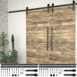Schiebetür-Beschlagsätze 2 Stk. 200 cm Stahl Schwarz Schiebetür-Beschlagsätze 2 Stk. 200 cm Stahl Schwarz