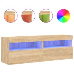 vidaXL TV-Wandschränke mit LED-Leuchten 2 Stk. Sonoma-Eiche 60x30x40cm