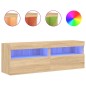 vidaXL TV-Wandschränke mit LED-Leuchten 2 Stk. Sonoma-Eiche 60x30x40cm vidaXL TV-Wandschränke mit LED-Leuchten 2 Stk. Sonoma-Eiche 60x30x40cm