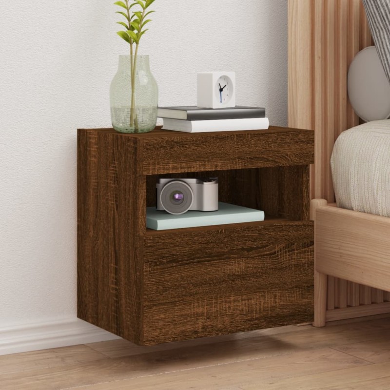 vidaXL TV-Wandschrank mit LED-Leuchten Braun Eichen-Optik 40x30x40 cm vidaXL TV-Wandschrank mit LED-Leuchten Braun Eichen-Optik 40x30x40 cm