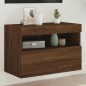 vidaXL TV-Wandschrank mit LED-Leuchten Braun Eichen-Optik 60x30x40 cm vidaXL TV-Wandschrank mit LED-Leuchten Braun Eichen-Optik 60x30x40 cm