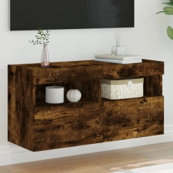 vidaXL TV-Wandschrank mit LED-Leuchten Räuchereiche 80x30x40 cm